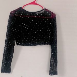 See Through Black And Silver Crop Top
